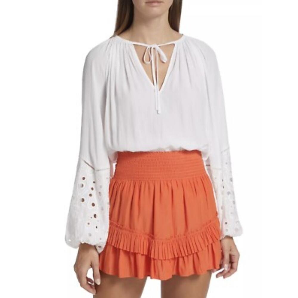 Ramy Brook Eyelet Balloon Sleeve Blouse NWT